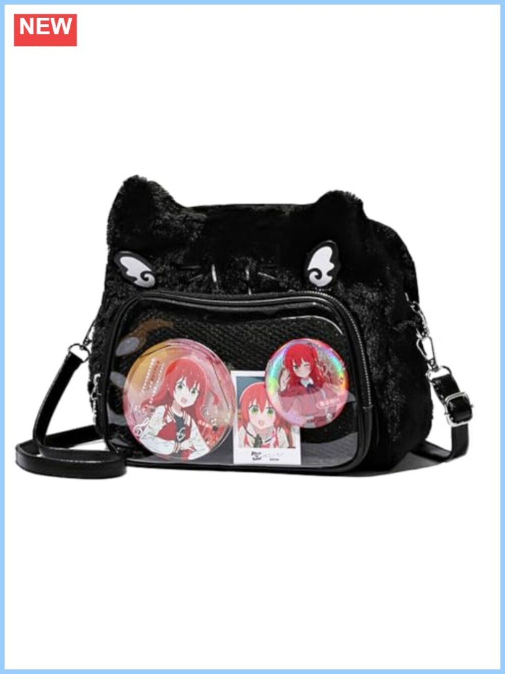 Cat Ita Bag Plush Pin Display Backpack Kawaii Y2k Crossbody Shoulder Purse
